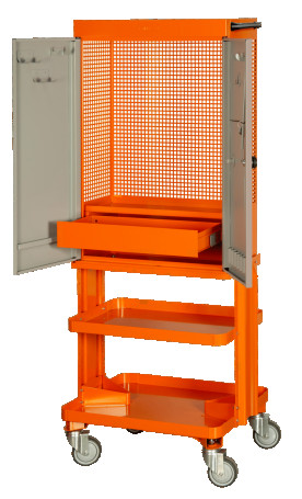 2-door tool cabinet on wheels orange 1605 x 450 x 625 mm