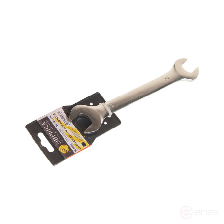 Ключ рожковый 20х22мм ER-32022 (Chrome vanadium) на держателе сатинированный ЭВРИКА 1/10