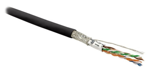 SFUTP4-C6-P26-IN-LSZH-BK-500 (500 m) Twisted pair cable, shielded SF/UTP, category 6, 4 pairs (26 AWG), stranded (patch), foil + copper braid shield, LSZH, black