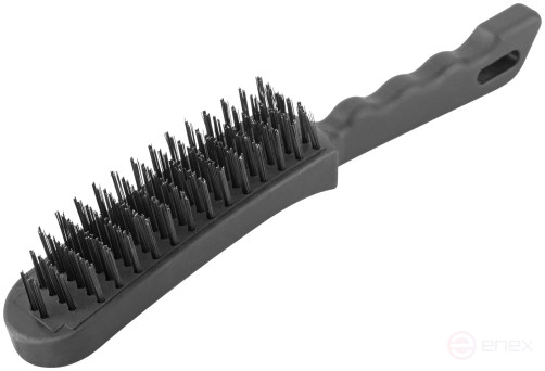 Steel brush, black plastic handle, 275 mm, 6-row