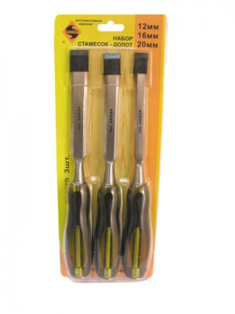 Set of chisel chisels 12,16,20 mm, 3 pieces, blister