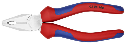 Плоскогубцы комб., рез: провол. ср. Ø 3.1 мм, твёрд. Ø 2 мм, кабель Ø 10 мм (16 мм²), L-160 мм, хром, 2-к ручки