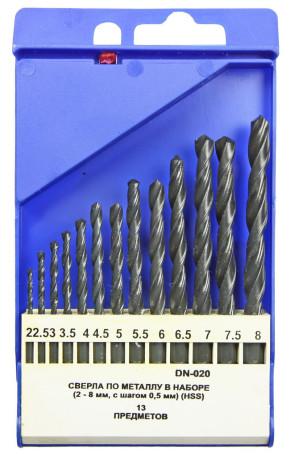 HSS metal drills in a set of 13 pieces, DN-020