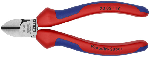 Side cutters, cut: failure. soft. Ø 4 mm, medium Ø 2.5 mm, solid Ø 1.8 mm, L-140 mm, 62 HRC, black, 2-K handles
