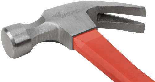 Молоток-гвоздодер, фиберглассовая усиленная ручка 27 мм, 450 гр.