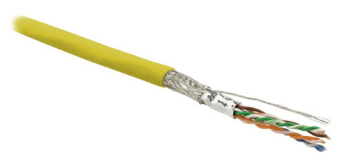 SFUTP4-C6-P26-IN-LSZH-YL-500 (500 m) Twisted pair cable, shielded SF/UTP, category 6, 4 pairs (26 AWG), stranded (patch), foil + copper braid shield, LSZH, yellow