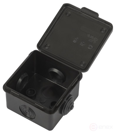 Soldering box ERA KOR-65-65-50- 4g-B open installation black 65x65x50mm with 4 vx hermetic drives. IP54