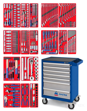 "EXPERT" tool kit in a blue cart, 323 items MASTER 52-07323B
