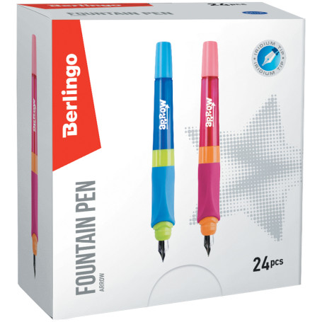 Berlingo "Arrow" fountain pen, 1 replaceable cartridge, assorted case