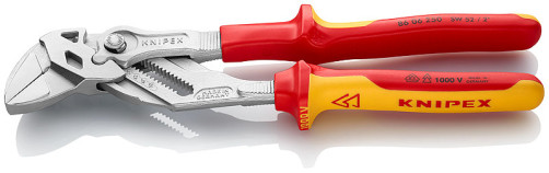 Adjustable pliers - wrench, VDE, 52 mm (2"), L-250 mm, chrome, 2-k handles