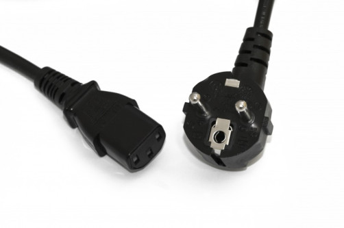 PWC-IEC13-SHM-1.0-BK Computer power cable (Schuko+C13) (3x0.75), 10A, corner plug, 1m, color black (PVS-AP-3*0,75-250- S22C13-10-1.0 GOST 28244-96)