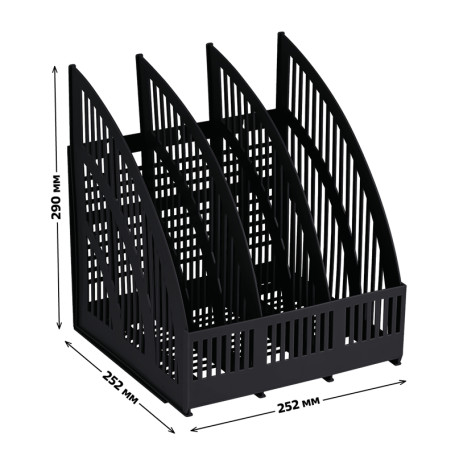 Лоток для бумаг вертикальный СТАММ "Line", сборный, 3 отделения, черный