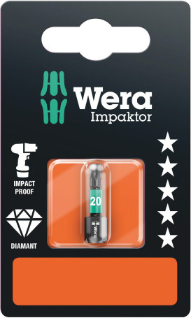 867/1 IMP DC Impaktor TORX® SB бита ударная, алмазное покрытие, хвостовик шестигранный 1/4" C 6.3, TX 20 x 25 мм, с держателем-еврослот для подвеса