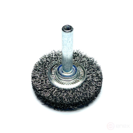 Cylindrical corrugated brush, D40*9 mm, shank 6 mm, steel corrugated wire STA 0.15 mm