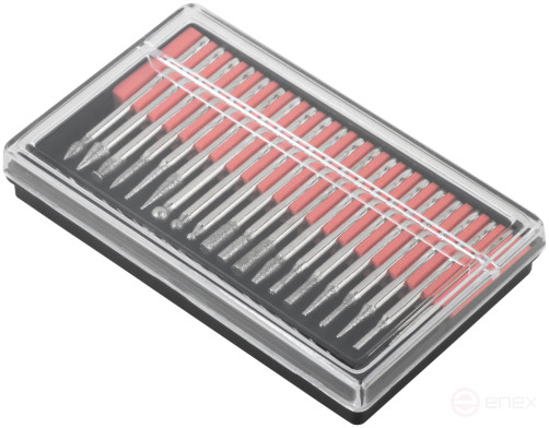 Шарошки, усиленная сталь с алмазным напылением, штифт диам. 3 мм, 20 шт.