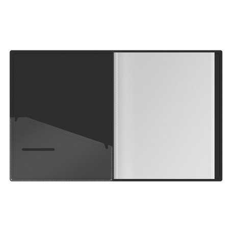 Папка с 20 вкладышами Berlingo "DoubleBlack", 17 мм, 600 мкм, черная, с внутр. карманом, с рисунком