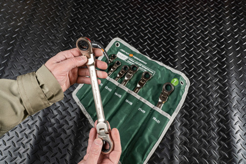 Набор ключей трещоточных шарнирных двусторонних 7 шт., планшет тетрон.