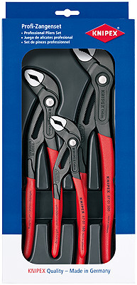 KNIPEX COBRA® set in a bed, 3 items, complete set KN-8701180/250/300 COBRA® adjustable pliers, black, 1-k handles