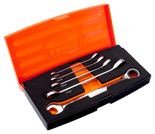 Set of combined wrenches with ratchet 8 - 19 mm, 5 pcs