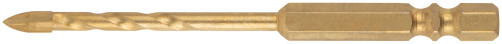Сверло универсальное, 4 режущие кромки, титановое покрытие, шестигранный U-хвостовик под биту, 4х90 мм