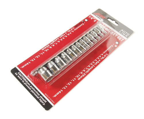 Набор головок торцевых 12-гранных 1/4" 4-14мм, длина 25мм 13 предметов JTC /1