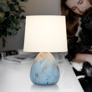 7048-501 Настольная лампа Rivoli Damaris 7048-501 1 * Е14 40 Вт керамика серая с золотом с абажуром