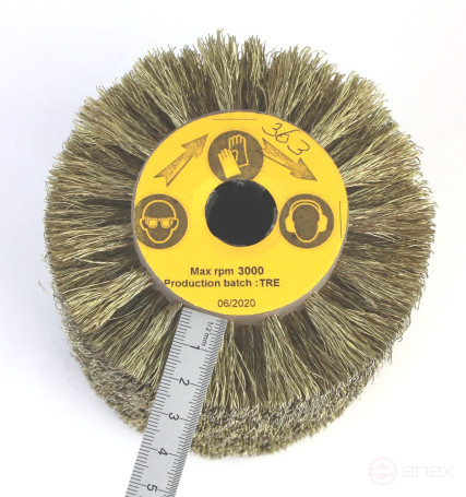 Щетка Д110*100*19+4 паза, ворс корд латунир-я сталь 0,30 по дереву для щеточных шлиф машин с валом Д19+4 (3-363)