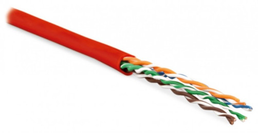 UUTP4-C5E-P24-IN-LSZH-RD-305 (305 m) Twisted pair cable, unshielded U/UTP, category 5e, 4 pairs (24 AWG), stranded (path), LSZH, NG(A)-HF, -20°C– +75°C, red