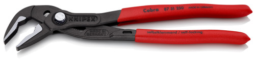 KNIPEX COBRA® ES клещи переставные с фиксатором, особо тонкие, 32 мм (1 1/4"), под ключ 34 мм, L-250 мм, серые, 1-к ручки