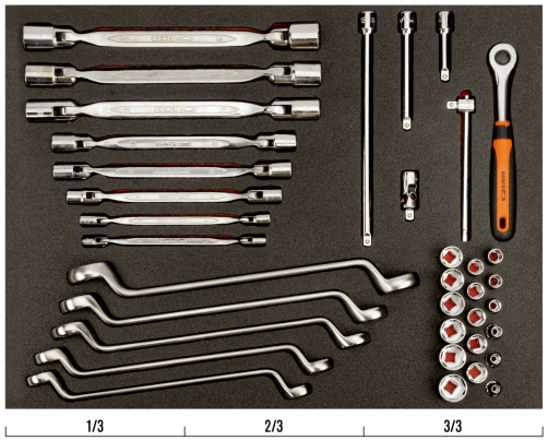 Fit&Go Набор торцевых и накидных ключей + торцевые головки 3/8 в ложементе, 36 предметов