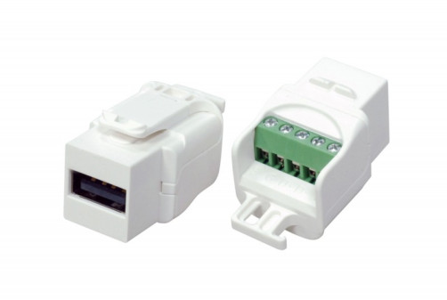 KJ1-USB-A2-SCRW-WH Вставка формата Keystone Jack USB 2.0 (Type A) под винт, ROHS, белая