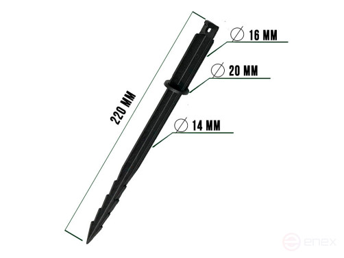 Pegs for greenhouse arcs 22 cm Geoplastboard Set 12 pcs Color Black