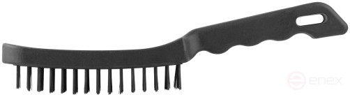 Steel brush, black plastic handle, 275 mm, 6-row