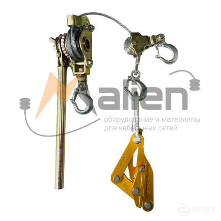 Manual lever winch LR-2000 with a block (max. traction force 2 t, cable length 3 m) MALIEN