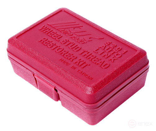 A set of tools for restoring the thread of wheel studs (M12x1.25, M12x1.5, M14x1.5) in the JTC case