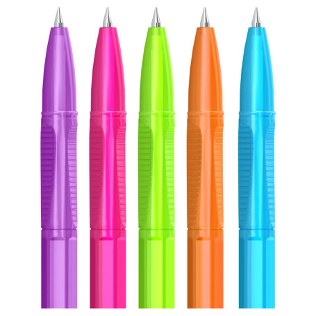 Ручка шариковая Berlingo "Tribase Neon" синяя, 0,7 мм, корпус ассорти