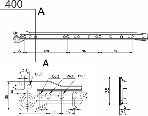 Roller guide L-400 1.0mm AKS white