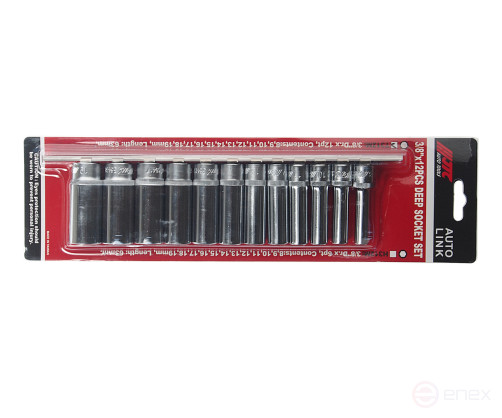 Набор головок торцевых 3/8" 12-ти гранных 8-19мм глубоких на планке JTC