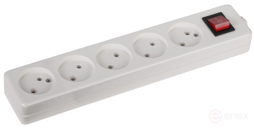 ERA K-5s 5 sockets without grounding with switch white