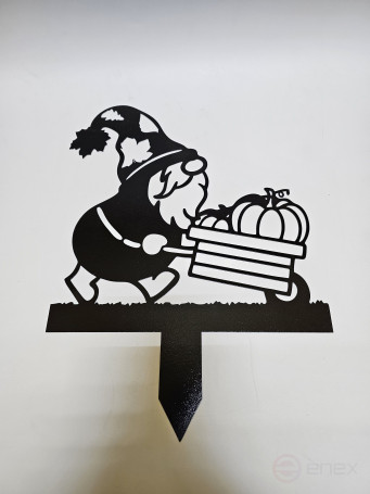 Large garden figurine "A Dwarf with a wheelbarrow and pumpkins"