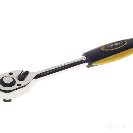 Трещотка ER-21245 1/2" 45-зубцовая с прямой резиновой ручкой L-260мм ЭВРИКА 1/20/40