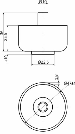 Опора меб. пласт. WPJA-22 h27 регул. черный AKS