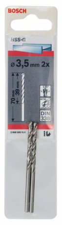 Metal drills HSS-G, DIN 338 3.5 x 39 x 70 mm, 2608585914