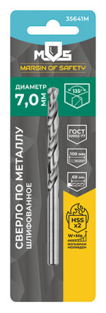 Сверло по металлу HSS шлифованное в блистере, угол заточки 135°, 10,0 x 133 мм (1 шт.)