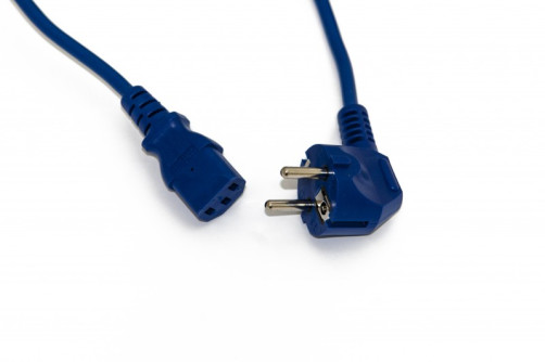 PWC-IEC13-SHM-3.0-BL Computer power cable (Schuko+C13) (3x1.0), 10A, corner plug, 3m, color blue (PVS-AP-3*1,0-250- S22C13-10-3.0 GOST 28244-96)