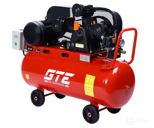 Компрессор пневматический 380В 3.0кВт 8атм. 400л/мин. ресивер-100л поршневой ременной GTE