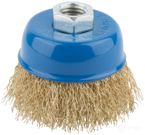 Korschetka, type "cup", nut M14, steel latuned wavy wire 65 mm