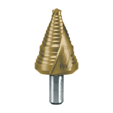 Сверло ступенчатое HSS дюймовое CBN шлифованное со спиралевидной канавкой и подточкой острия Ø 7/8 - 1 1/8 TiN