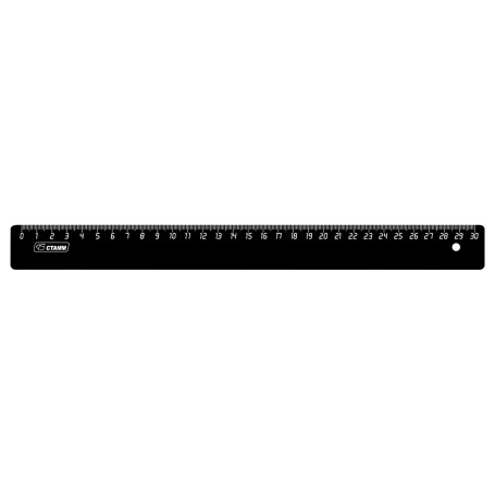 Ruler 30cm STAMM, plastic, opaque, black