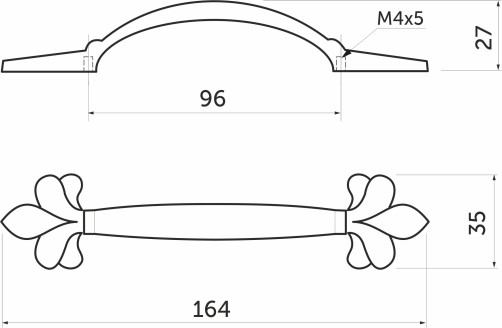 Handle meb. bracket met. MILK 96 silver white, AKS